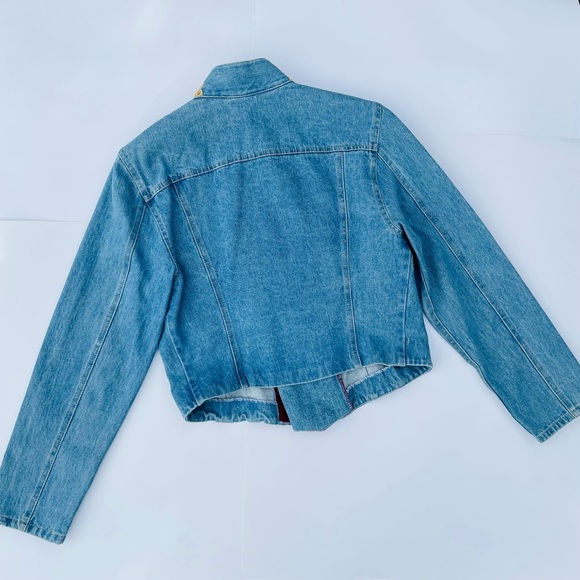 Caché vintage 80s double breasted coin button jean jacket with velvet placket - Picture 8 of 16